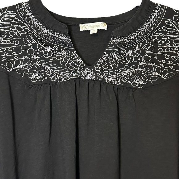 Suzanne Betro black white embroidered tee size‎ 4X - Picture 2 of 7